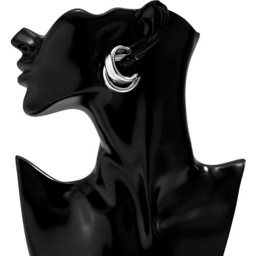 Simple Geometric Hollow Metal Double-layer Line Earrings Female Temperament Cold Wind Semicircular C-shaped Earrings Party Gift