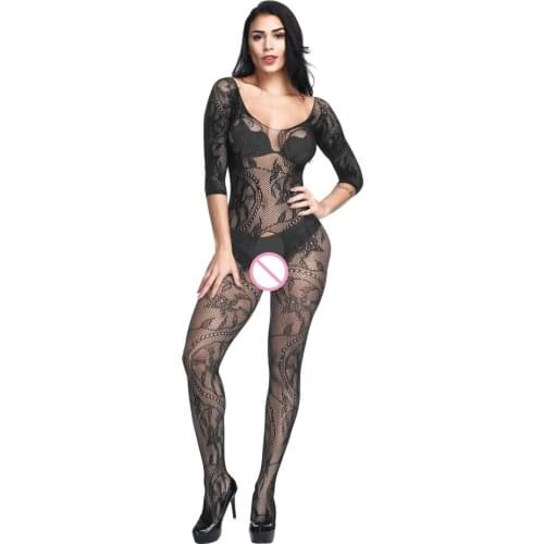 Crotchless women sexy lingerie Wetlook underwear product erotic Lace costumes porn babydoll Catsuit costumes bodystocking