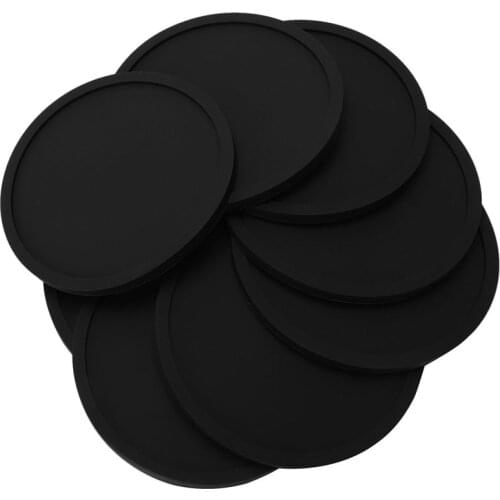 Silicone Black Drink Coasters Set of 8 Non-slip Round Soft Sleek and Durable Easy to Clean Black