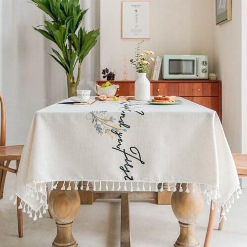 Tablecloths for Rectangular Table Wedding Decoration Table for Parties Household Items Linen Tablecloth with Embroidery