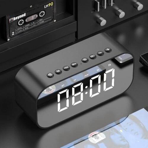 Stereo Bluetooth 5.0 Speaker Double Loudspeaker Alarm Clock Function HIFI Speaker Handsfree For Phone Portable Speaker TF MP3