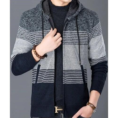 Assorted Colors Winter Men Sweaters With Brushed Mens Thick Sweater Male Knit Coat Tops Warm Long Sleeve Casual Hoodies