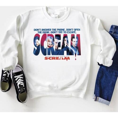 Unisex Scream Movie Sweatshirt Cult Horror Film Poster Art Crewneck Sweatshirts Vintage Horror Movie Hoodies Gift for Fans