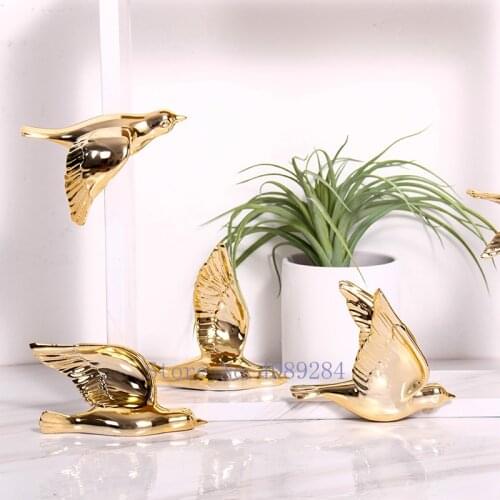 Creativity Ceramics Bird Simulation Animal Golden Background Wall Wall Hanging Modern Home Decoration Pigeon Accessories