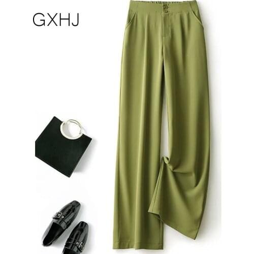 Wide leg pants womens Elastic waist drape 2021 new loose casual Trousers mopping chiffon suit pants femme pantalon LHJ078
