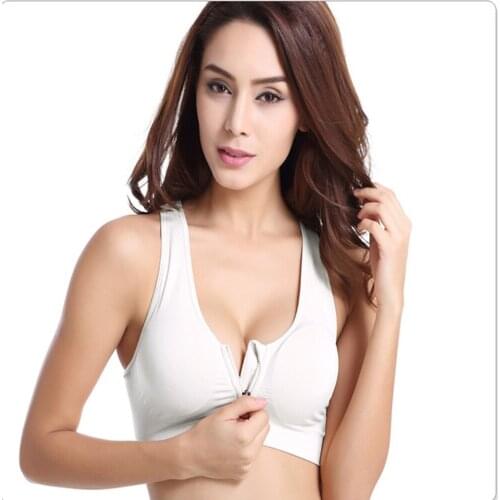 Women zipper push up bra vest, sexy underwear, shockproof and breathable fitness Athletic running wireless and breathable top