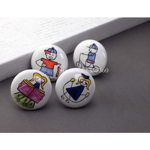 1PCS Children room cartoon handle baseball Kid knob hand-draw great circle drawer chest door handlle ceramic handle latest CP478