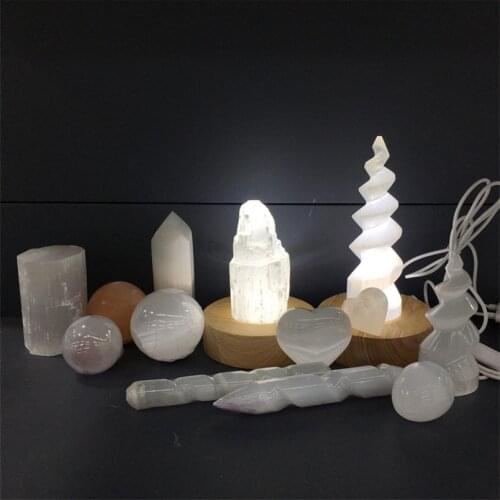 10-25cmNatural Crystal Selenite Rock Tower Lamp Quartz Gypaum Skyscraper Castale Want Point Reiki Healing Home Decor Specimen