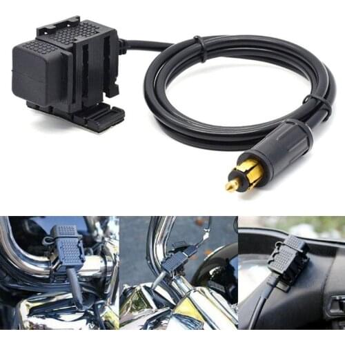 12V-24V Waterproof Motorbike DIN Hella Powerlet Plug to 2.1A Dual USB Charger Socket Power Adapter With 1.8m Cable for BMW Trium