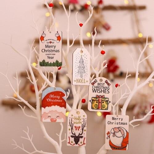 2PCs/Bag Christmas Decorations Christmas Tree Wooden Small Pendants Creative Cartoon Tag Ornaments Christmas Tree Accessories