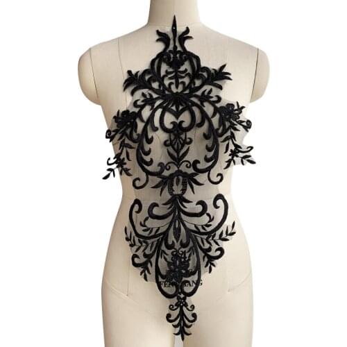 4Colors Flower Embroidery Lace Fabric Applique Trim For Evening/Wedding Dress Clothes Lace Collar Sew On Patches Accessories