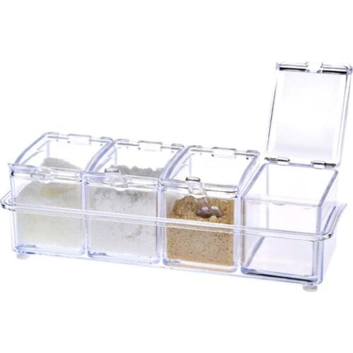 4 In 1 New Kitchen Organizer Storage Boxes Spices Seasoning Jar Transparent Sugar Salt Bottle Kitchen Accessories Dropshipping