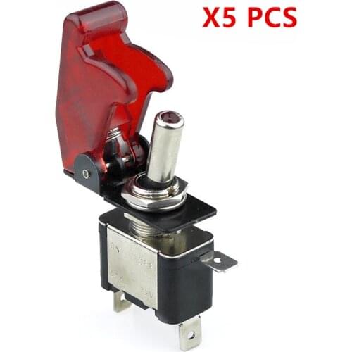 5Pcs 12V 20A Red Cover LED Toggle Switch Racing SPST ON/OFF Car Truck Boat TM