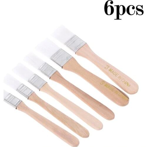 6 PCS/Set Paint Brushes Wooden Handle Brush Nylon Thickened Painting Chip Brushes For Home Use Touchup Barbecue Painting