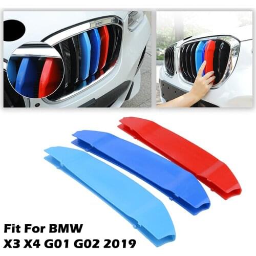 7 Slat Grille Cover Clip Trim For BMW X3 X4 G01 G02 2019 Front Kidney Grill Sport M Style Color Decorative Parts