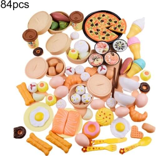 84Pcs Cooking Toy Cookware Hand-eye Coordination Safe Kids Pretend Play Kitchen Toys Education Kids Montessori Toys for Children