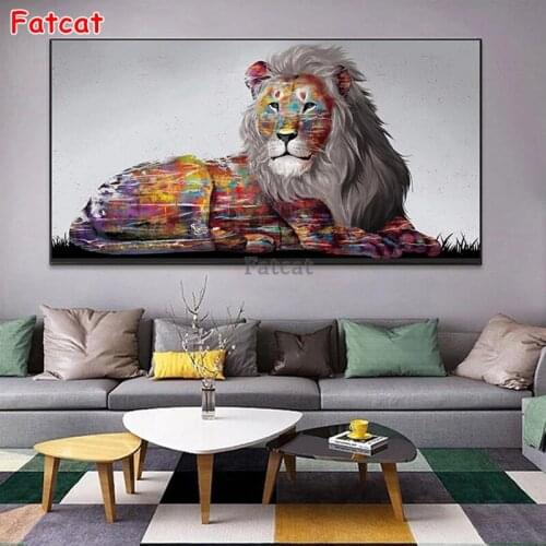 Abstract Graffiti Animals Full Square Round 5D Diamond Painting animal lion Diamond Embroidery Mosaic full decor Diamond PP1915