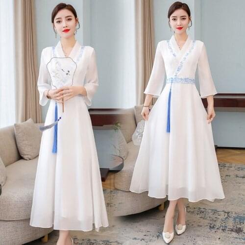 White Cheongsam Dress Qi Pao Chinese Traditional Dress Cheongsam Qipao Ao Dai Vietnam Dress Online Chinese Store 10124