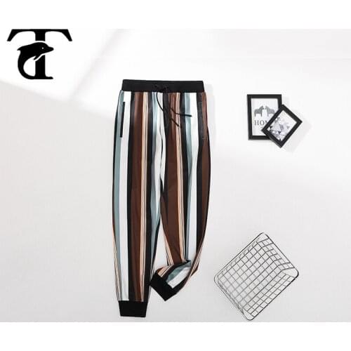 New Arrival Men Striped Pants Safari Style Summer Cotton Wild Slim Fit Printed Trousers Outdoor Joggers Tracksuit Pant Clothing