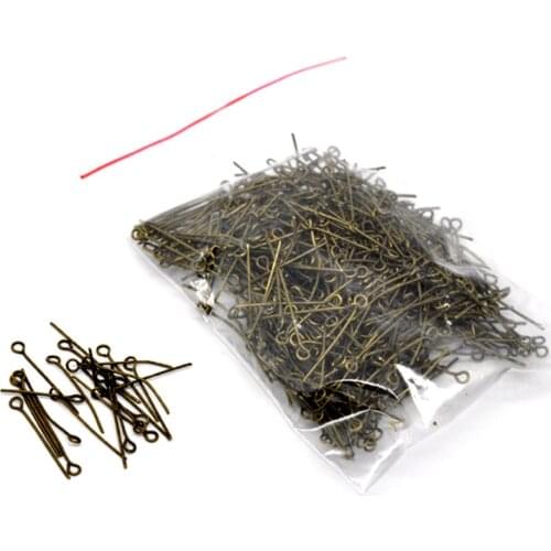 Eye Pins Handmade Alloy Bronze Tone For Charms Earring Jewelry DIY Making Findings 26mm 100Pcs