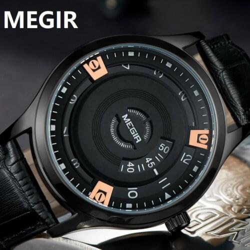 Creative MEGIR Simple Style Fashion Men Quartz Watch Luxury Leather Band Waterproof Casual Mens Watches Relogio Masculino