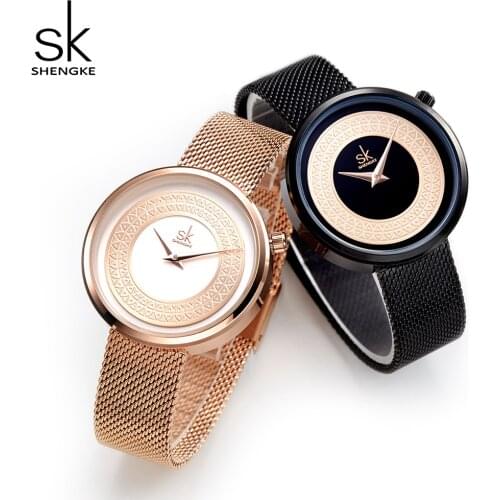 Women Fashion 7.5mm Ultra thin Rose Gold Watches Womens Quartz Watch Woman Elegant Dress Ladies Shengke Top Brand Montre Femme