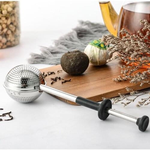 Tea Maker Kitchen Portable Tea Ball Tea Leak 304 Stainless Steel Tea Ball Telescopic Tube Press Type Tea Maker