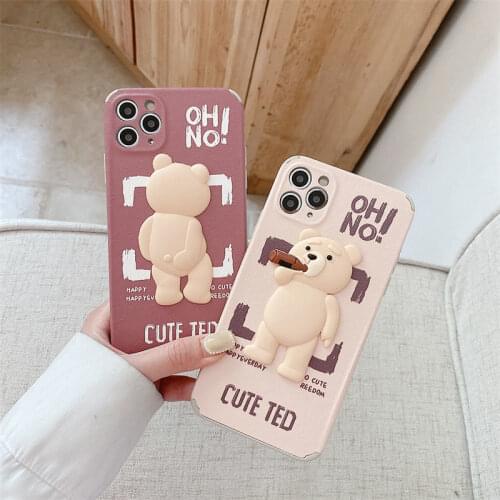 3D Teddy Bear Cartoons Phone Case For honor V40 X10 9X 8X 20 20PRO 30 30S 9A 30LITE Cute Trend Creative Couple Cover