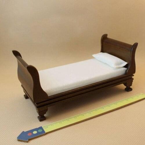 A01-X097 children baby gift Toy 1:12 Dollhouse mini Furniture Miniature rement mini wooden single bed 1pcs