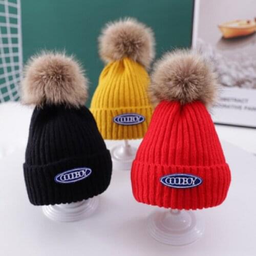 Childrens hat autumn and winter baby girl woolen cap plus velvet warm baby hooded winter boy knitted hat fashion
