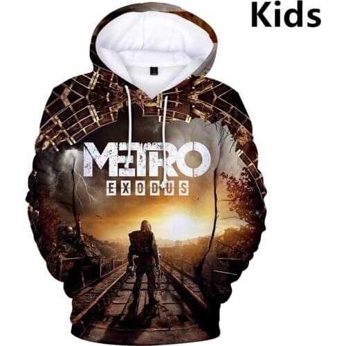 2 To 14 Years Kids Hoodies Metro Exodus Subway Leaving 3D Hoodie Sweatshirt Boys Girls Long Sleeve Jacket Coat Children Clothes
