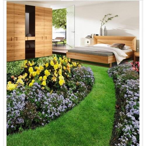 Home Decoration 3D stereoscopic plant flowers flower bed bedroom living room floor 3d customized wallpaper