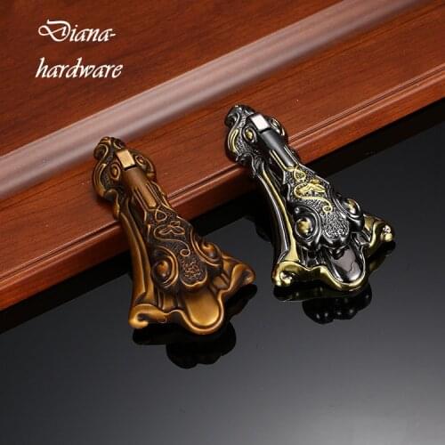 Retro European Printed Knocker Coffee Bronze Door Knocker Knob Antique Knock Ring Handle Door Peep Hole Decor Furniture Hardware