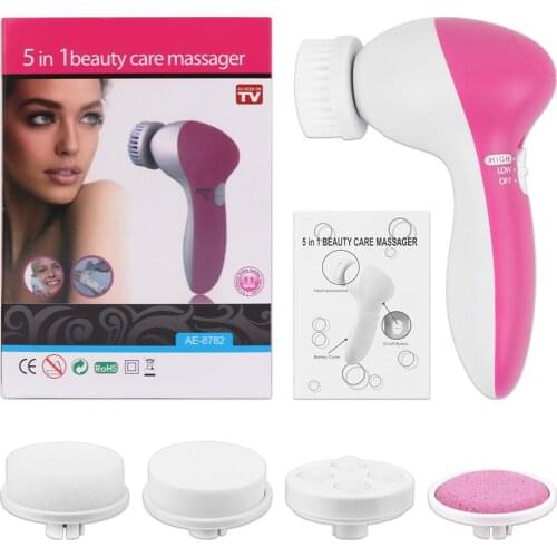 Electric Facial Cleansing Brush 5 in 1 Face Cleanser Wash with Replacement Brush Heads Face Exfoliating Vibrator Massager