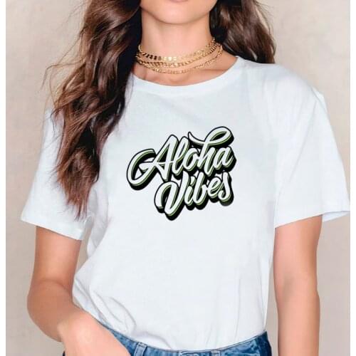 Aloha Vacation Graphic Shirts Hawaii Tropical Funny Tshirt Travel Style Tops for Women Harajuku Clothing Aesthetic Tee XL