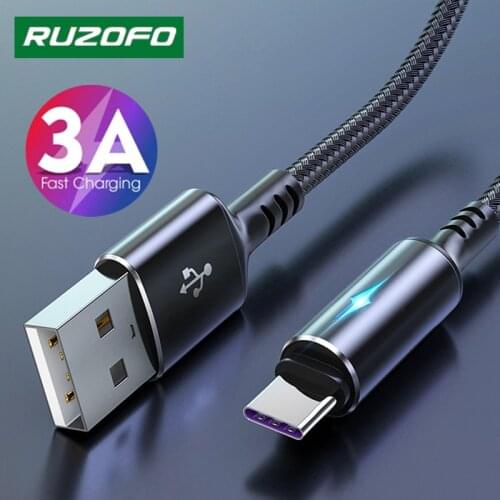 RUZOFO 3A USB Type C Cable Fast Charging Wire for Samsung Galaxy S8 S9 Plus Xiaomi mi9 Huawei Mobile Phone USB C Charger Cable