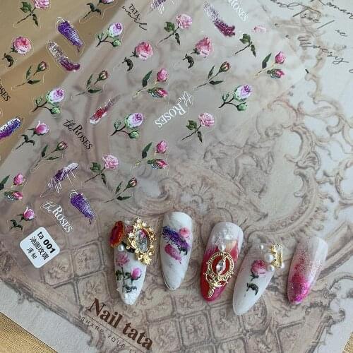 Oil Painting Flowers Lovely Applique Manicure Accessories Flowers Nail Art Stickers Nail Decal DIY Nail Art Decoration