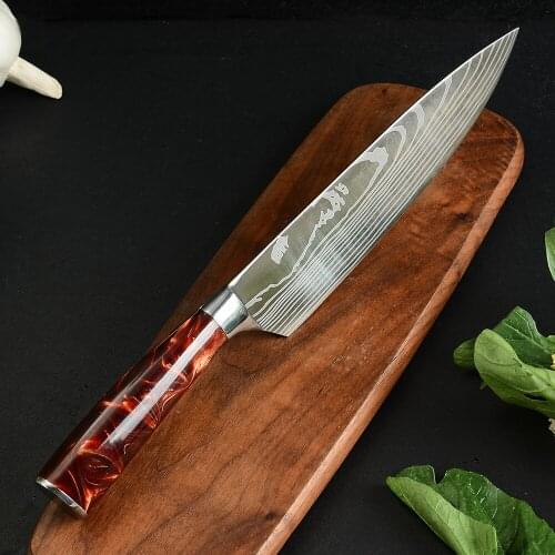 3cr13 Stainless Steel Kitchen Chef Knife Laser Pattern Sharp Slicing Cutter Meat Cutting Knife Fruit Slicer Cooking Accessories
