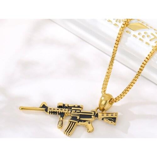 2020 Fashion M4 Gun Pendant Necklace Mens Creative Male Hip Hop Punk Chain Femme Female Necklace Jewelry Nightclub Jewelry