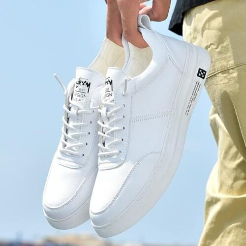 New Mens Shoes Casual Leather White Shoes Fashion Mens Sneakers Handmade Male Comfortable Shoe Man Flats Lace Up Formal Loafers