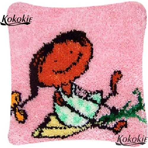 Latch hook rug pillow cross stitch Crocheting Rug Kits kids Needlework set 3D carpet Embroidery Unfinished Pillowcase