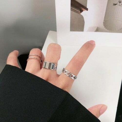 15pcs Ring Set Hip Hop/rock Metal Geometric Round Punk Rings Set Open Index Finger Accessories Ladies Jewelry Buckle Tail Ring