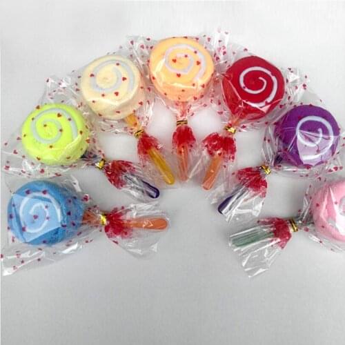 NEW 1 Pcs Cute Lollipop Candy Towel Washcloth Wedding Favor Baby Shower Gift Dessert Wrap Random Color