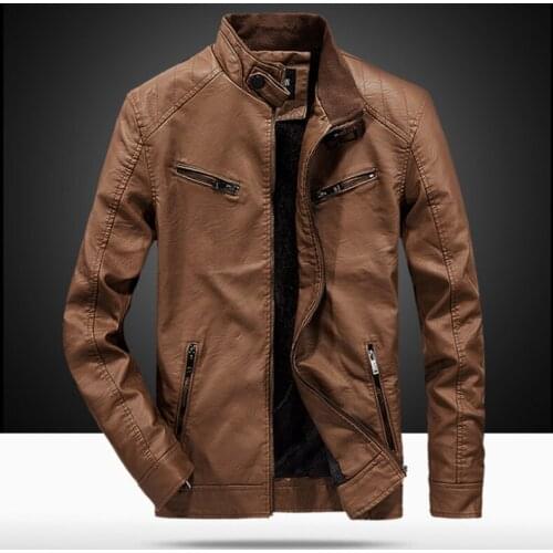 New Classic Mens Leather Jackets Slim Fit PU Jacket Male Motorcycle Leather Jacket Tops Outwear Veste en cuir pour homme