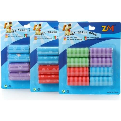 Peach Heart Striped Paw Printed Pet Garbage Bag Cat and Dog Poop Portable Cleaning Poop Picking Bag Dog Cleaning Supplies