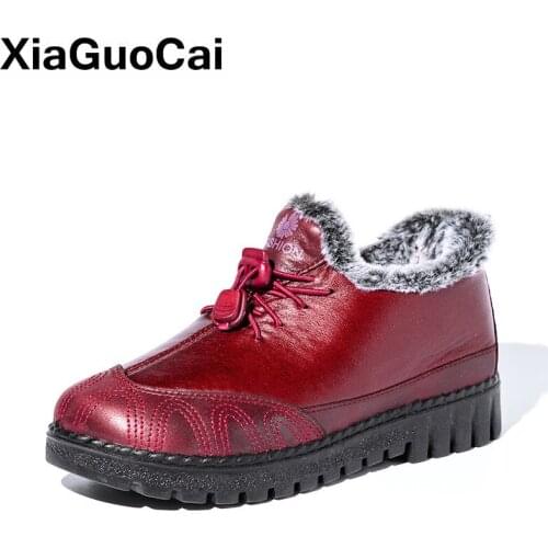 Winner Women Shoes Female Boots Warm Velvet Flat Bright Surface Cotton Ladies Ankle Boots Outside Casual Woman Footwear Big Size