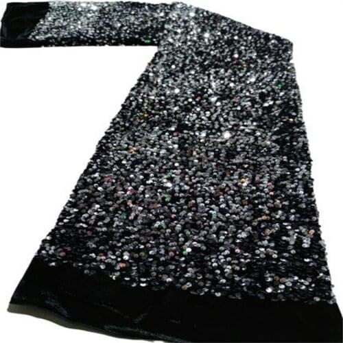 Luxury green velvet lace fabrics clothing latest Nigerian French tulle lace sequins high quality African sequins lace fabrics
