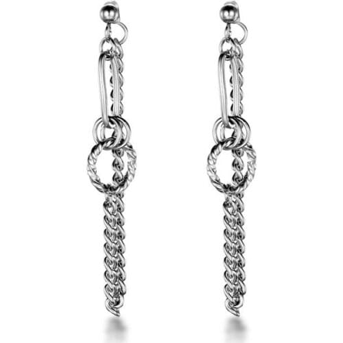 Titanium Steel Rope Knot Tassel Hoop Earrings Chain Tie A Knot Design Earrings for Women Stylish Girls Friends Jewelry Gift