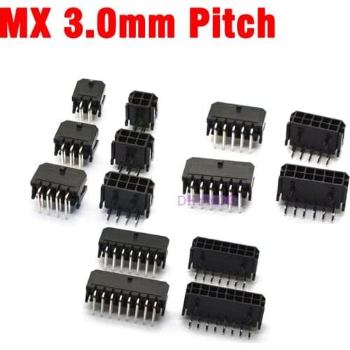 MX 3.0mm Wafer Micro-Fit 3.0 Connector PCB Male Header Right Angle 2 4 6 8 10 12 14 16 18 20 22 24 Pin Board Solder 43045