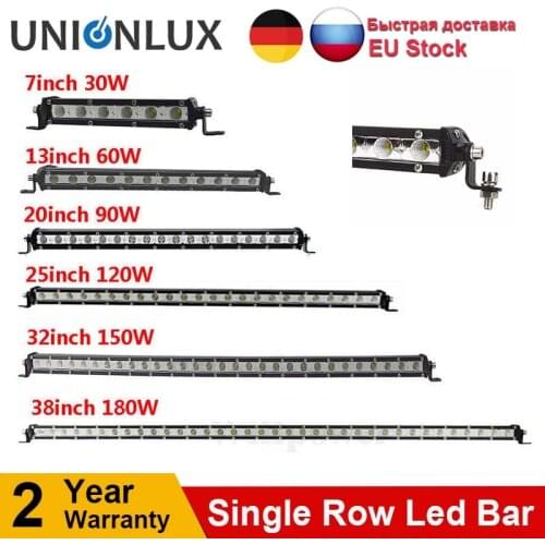Slim LED Light Bar Single Row 7" 13" 20" 25" 32" 38'' inch 30W 60W 90W 120W 150W 180W For SUV 4X4 Off Road LED Work Light Lamp